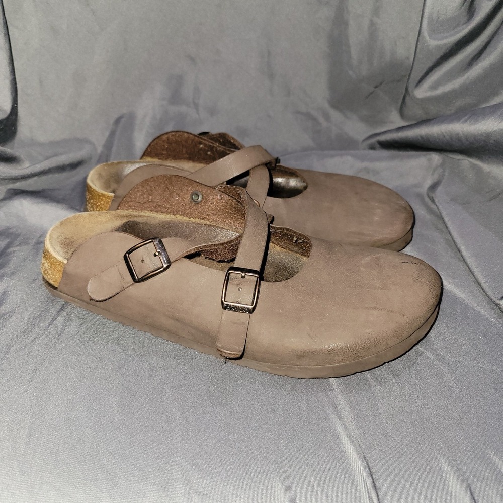 BIRK'S BY BIRKENSTOCK DORIAN SLIP ON CLOGS Womens 10 Mens 8 Brown Leather